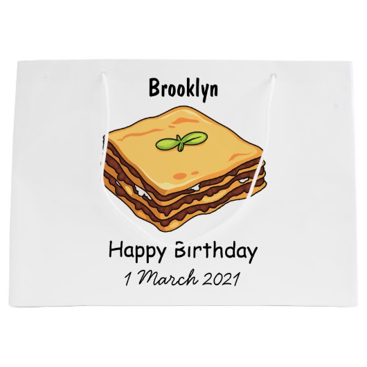 ラザニア漫画イラストレーション ラージペーパーバッグ (正面)