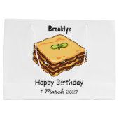 ラザニア漫画イラストレーション ラージペーパーバッグ (裏面)