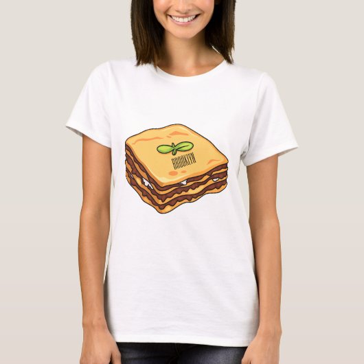 ラザニア漫画イラストレーション Tシャツ (正面)