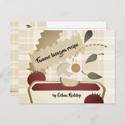 ラザニア食イタリアン品料理キーパーレシピカード ポストカード (正面/裏面)