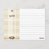 ラザニア食イタリアン品料理キーパーレシピカード ポストカード (裏面)