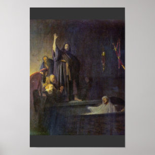 ラザロの上昇。 Rembrandt Van Rijn著 ポスター