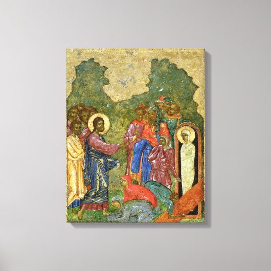 ラザロの蜂起のアイコンロシアの キャンバスプリント (正面)