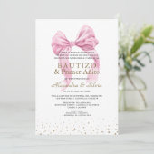 ラザ ロサ 双子 娘 1歳 誕生日 洗礼 招待状 (スタンド正面)