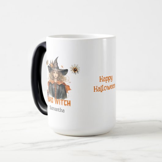 ラシсク伝統的ウォーター色かわいい女の子の悪い魔女 モーフィングマグカップ (正面左)