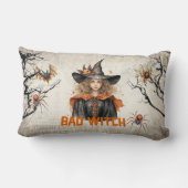 ラシсク伝統的ウォーター色かわいい女の子の悪い魔女 ランバークッション (裏面)