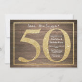 ラシックサプライズ50th誕生日招待状金ゴールド 招待状 (正面)