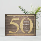 ラシックサプライズ50th誕生日招待状金ゴールド 招待状 (スタンド正面)