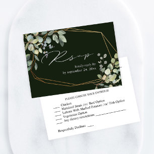 ラシットユーカリ&金ゴールドと食事RSVP – 緑 出欠カード