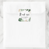 ラシツックゴールドフォイル葉トロピカル結婚ズお礼 スクエアシール (バッグ)