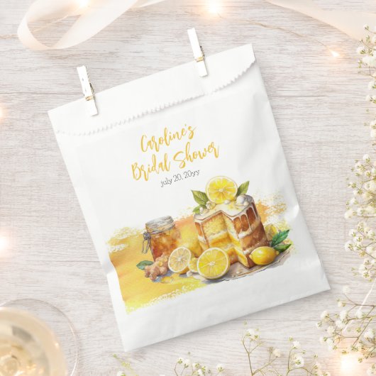 ラシティレモンケーキジンジャーティーブライダルシャワー フェイバーバッグ (クリップ留めされた状態)