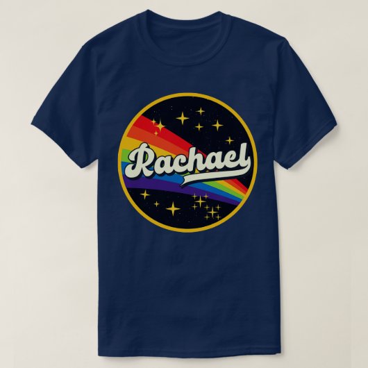 ラシャエルレインボーイン宇宙ヴィンテージスタイル Tシャツ (デザイン正面)