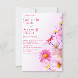 ラシュエレガント自然ピンクデイジー結婚ズ 招待状