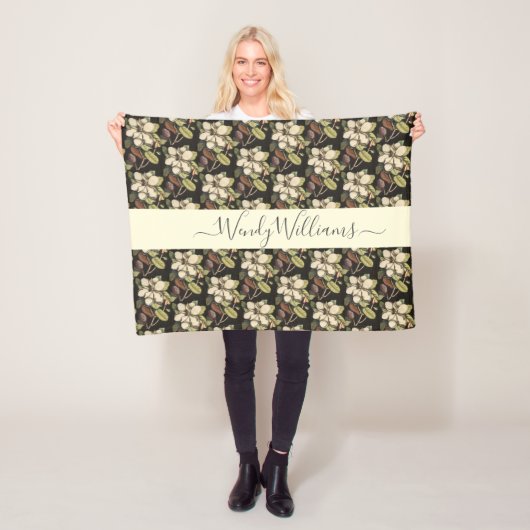 ラシュパーソナライズされたグ絵を描ノリア開花パターン フリースブランケット (インサイチュ)