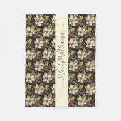 ラシュパーソナライズされたグ絵を描ノリア開花パターン フリースブランケット (正面)