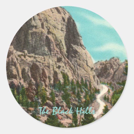 ラシュモア山のステッカーへの高速道路 ラウンドシール (正面)