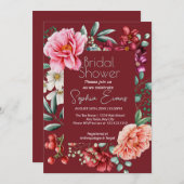 ラシュ縁どフローラバモダンルガンディブライダルシャワー 招待状 (正面/裏面)