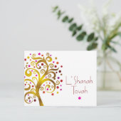 ラショー・ハシャナー　レッド　ゴールド　ホイル　ツリー　オブ　ライフ　モダン シーズンポストカード (スタンド正面)