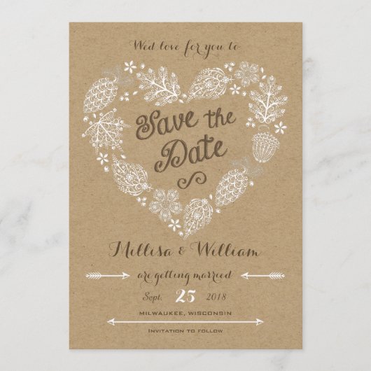 ラシーの葉 - 秋の恋に落ちる 結婚式のご案内 セーブザデート (正面)