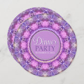 ラシーピンクパープルプリティーレディースディナーパーティー 招待状 (正面/裏面)