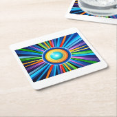 ラジアモダンル虹色サンブ鮮やか付き壁時計 スクエアペーパーコースター (アングル)