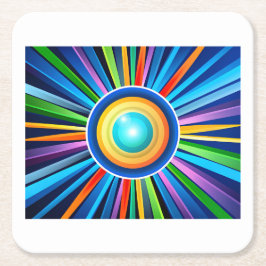 ラジアモダンル虹色サンブ鮮やか付き壁時計 スクエアペーパーコースター