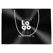 ラジアルブラシ付きモダンブラックメタルの白いロゴ ラージペーパーバッグ (正面)