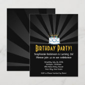 ラジアルライトの誕生日ケーキパーティー招待状 招待状 (正面/裏面)