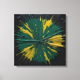ラジアル衝撃:緑と黄色のバ絵を描スト キャンバスプリント