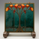 ラジアントアンバー開花 タイル<br><div class="desc">Zazzleによって印刷された芸術作品の印象的な作品である輝く琥珀の開花セラミックタイルの時代を超えた美しいにあなたの家を浸しなさい。エンボスの特徴のない平瓦は、深いの翡翠の背景に対して鮮やかな琥珀の色合いで複雑な花の模様を持つ魅力的なアールヌーボーデザインを映し出す。暖かさと色調の調和のとれたブレンドエレガントは、流れる線と結クールび、クラシックステンドグラスのエッセンスを呼び出す。キッチンのバックスプラッシュ、バスルームの壁や装飾的なアクセントとして、このタイルはヴィンテージの洗練と家庭の装飾のtouchを持つあらゆる宇宙を強化するのに最適で芸術的.</div>