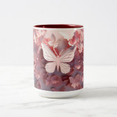 ラジアントウィング:ピンク3Dバタフライコーヒーマグマーベル ツートーンマグカップ (中央)