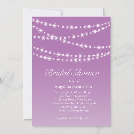 ラジアントオーキッドトゥインクルライトブライダルシャワー 招待状 (正面)