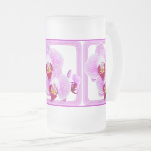 ラジアントオーキッド花の写真/スクエアフレーム フロストグラスビールジョッキ (正面右)