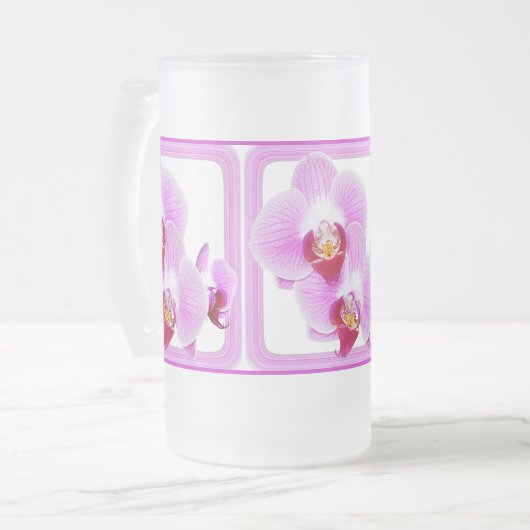 ラジアントオーキッド花の写真/スクエアフレーム フロストグラスビールジョッキ (正面左)
