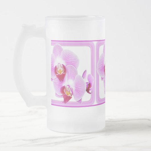 ラジアントオーキッド花の写真/スクエアフレーム フロストグラスビールジョッキ (左)