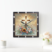 ラジアントクロスフローラスピリチュアル スクエア壁時計 (ホーム)