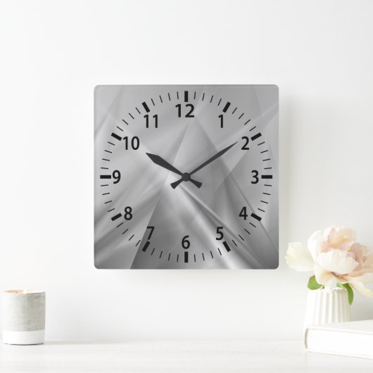 ラジアントシルバーモダニズムの壁時計 スクエア壁時計 (ホーム)