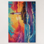 🌅ラジアントビーコン:サンセットライトハウス ジグソーパズル (縦)