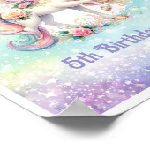 ラジアントレインボーユニコーン誕生日ウェルカムサイン ポスター (角)