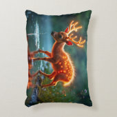 ラジアント鹿の動物群が穴のフォークを水やりする アクセントクッション (正面(垂直))