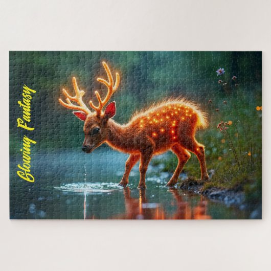 ラジアント鹿の動物群が穴のフォークを水やりする ジグソーパズル (横)