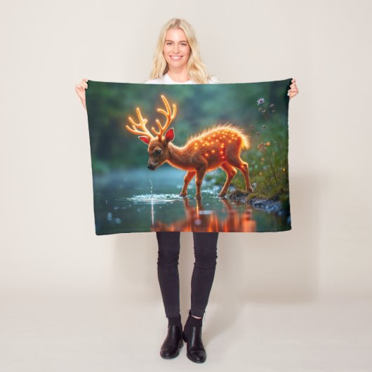ラジアント鹿の動物群が穴のフォークを水やりする フリースブランケット (インサイチュ)