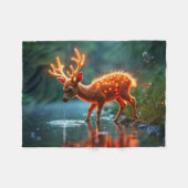 ラジアント鹿の動物群が穴のフォークを水やりする フリースブランケット (正面(横))