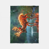 ラジアント鹿の動物群が穴のフォークを水やりする フリースブランケット (正面)