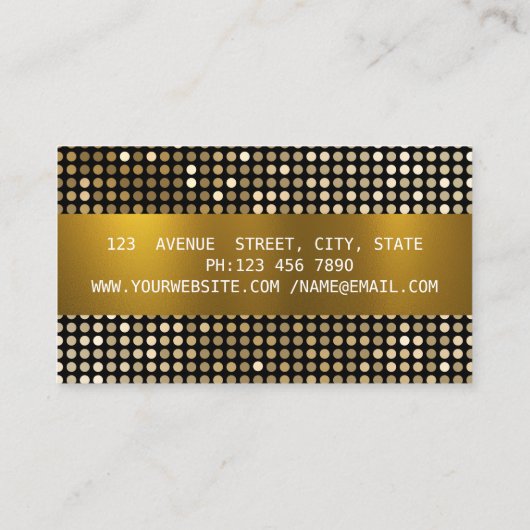 ラジエレガントュアモダングリーグリッター金ゴールドストライプビジネス 名刺 (裏面)