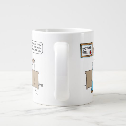 ラジオおもしろい学者がカラオケ歌を歌う漫画 ジャンボコーヒーマグカップ (裏面)