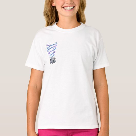 ラジオから渦巻く音符 子供 Tシャツ (正面)