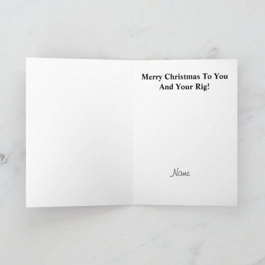 ラジオのクリスマスカードを抱きしめるサンタ カード (内部)