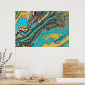 ラジオキング3ターコイズアクリル抽象芸術ポスター ポスター (キッチン)