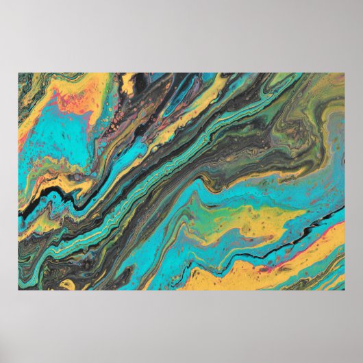 ラジオキング3ターコイズアクリル抽象芸術ポスター ポスター (正面)